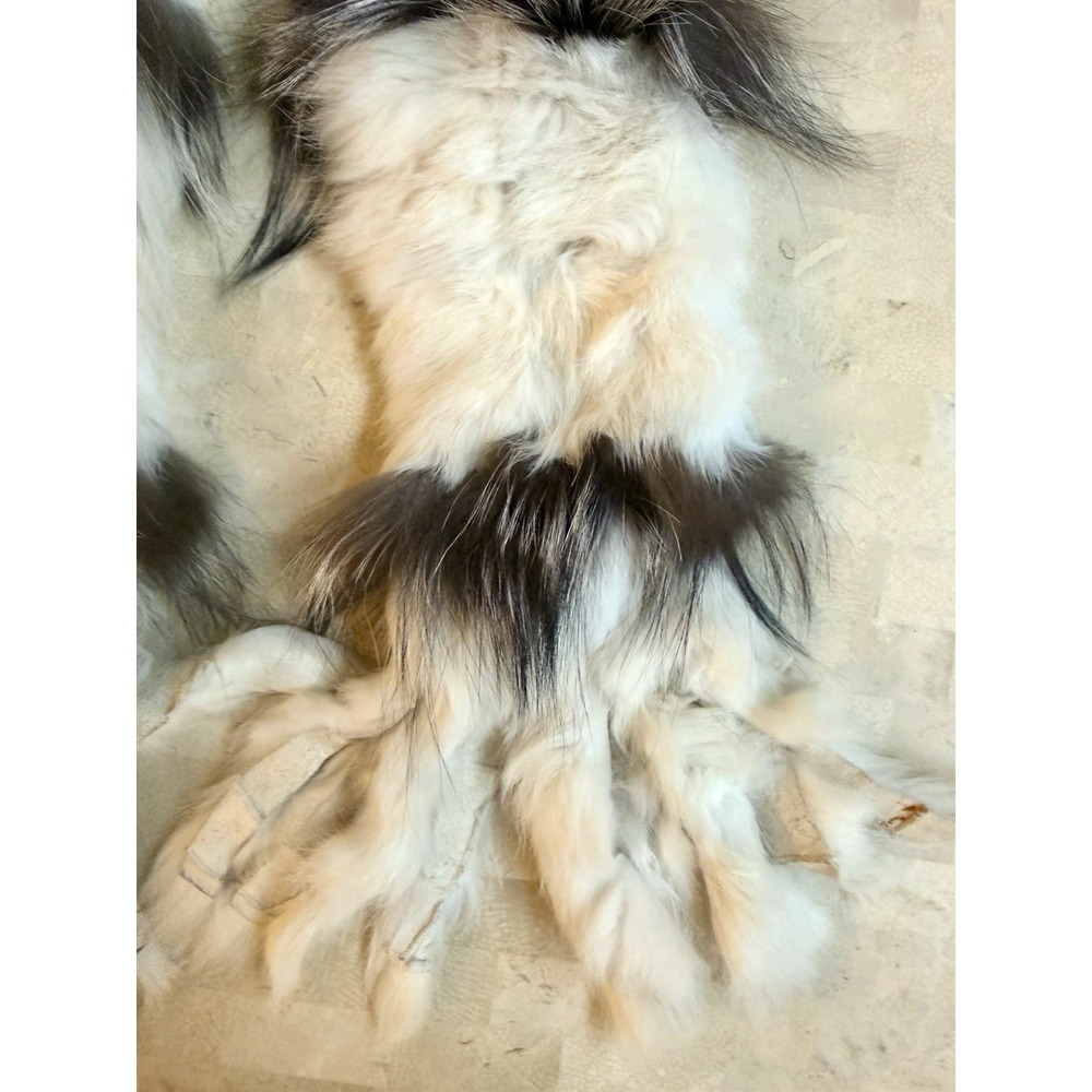 Vintage Genuine Fur‎ Scarf Stole Handmade Fox Rabbit Winter fashion Gray White - Picture 4 of 5